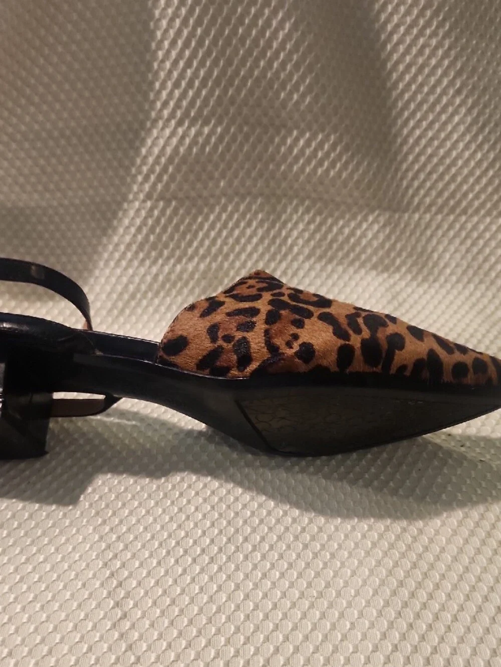 Calvin Klein Leopard Print Pointed Ankle-Strap Flats - Tan & Black